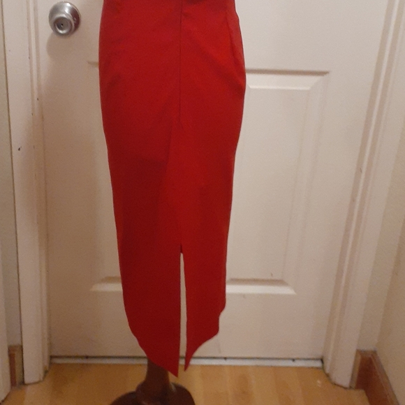 Strapless Red Cocktail Dress w/Side Slit - Picture 3 of 4